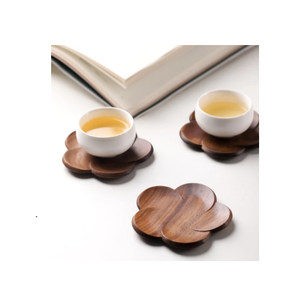 Sous-verre en pierre de tasse de thé en bois pour la maison et le bureau sous-verre de tasse pour la forme de pièce de conception de fleur avec le produit naturel - Product Image 1