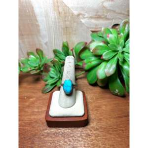 Scott Skeets Kingman Turquoise & Platinum Sterling Silver <b>Adjustable</b> Boho <b>Ring</b> High Grade Gemstone Smooth Cut for Everyday Wear - Product Image 1