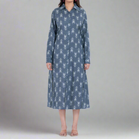 Robe midi boutonnée à manches longues XS-XXL, élégante, décontractée, style bureau, unie, 100% coton, lavable, taille naturelle, coupe ajustée, printemps
