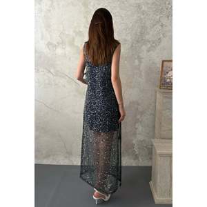 Robe ample à paillettes bleu marine - Bleu marine - Product Image 5