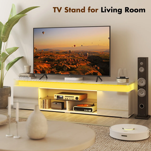 Mobile TV Moderno con Luce LED RGB per TV fino a 75-80 Pollici, Console Multimediale con Presa di Corrente, Centro di Intrattenimento per Soggiorno - Product Image 3