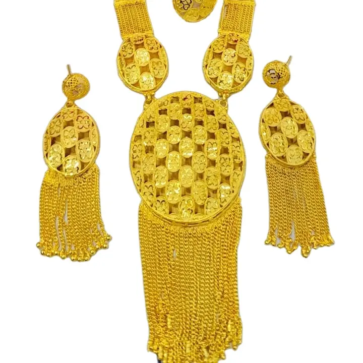 FRANCE bijoux de mariée à la mode pour le mariage en turquie ensemble de colliers longs avec boucles d'oreilles pour femmes charme prêt à être expédié