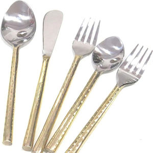 Juego de cubiertos de acero inoxidable con mango de nudo, para servir pasta, elegante vajilla plateada para postres. - Product Image 5