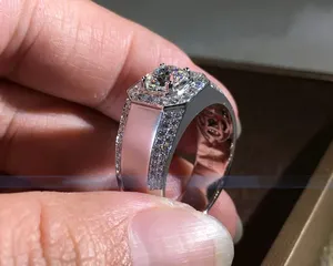 <b>925</b> <b>Silver</b> 3Ct Round Cut Moissanite Wedding Pinky <b>Ring</b> for Parties and Anniversaries - Product Image 4