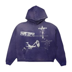 Sweats à capuche pour femmes sweat-shirt pour femmes surdimensionné coupe ample pull Vintage lavage à l'acide sweats à col rond Streetwear lavage sweats à capuche - Product Image 1