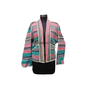 Veste en coton matelassé Kantha Vintage pour femmes nouvelle Collection manteau d'automne réversible avec bouton Style indien grande taille pour l'hiver - Product Image 1