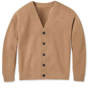 Vêtements d'hiver pour femmes, cardigan en tricot 100% coton, respirant, séchage rapide, col en V, décoration de boutons personnalisée - Product Image 2