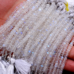 AAA+ Rainbow Moonstone 5mm Rondelle Faceted <b>Beads</b> Natural <b>Blue</b> Fire White Moonstone Gemstone <b>Beads</b> For Jewelry Making Supplies - Product Image 5