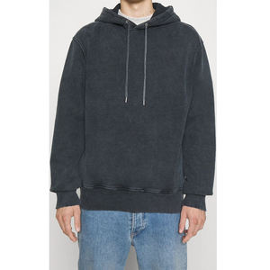 100% Cotton Men's Oversized Pullover Hoodie Factory Direct <b>Black</b> Blank Fleece <b>Sweatshirt</b> with Embroidery Popular for Winter - Product Image 1