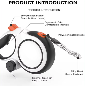 สายจูงสุนัขแบบยืดหดได้ สีดำ 5 เมตร พร้อมที่ใส่ถุงเก็บอุจจาระ - Product Image 6