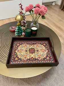 Plateau de service artisanal en bois Art Déco avec travail Meena pour la maison, la cuisine, la table à manger, organisateur utilitaire - Product Image 5