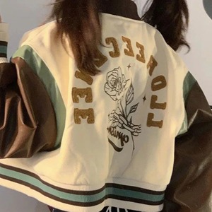 Top qualité Baseball veste lettre imprimer doux surdimensionné manteau femmes vestes en cuir mode coréenne Streetwear - Product Image 3