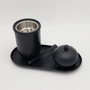 Quemador de Incienso de Metal con Diseño Grabado a Mano, Juego con Tapa de Acero Inoxidable y Bandeja Martillada para Meditación y Aromaterapia en el Hogar - Product Image 1