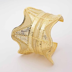 Venta al por mayor boda ortodoxa 14K 18K 24K chapado en oro latón Kada pulsera con filigrana trabajo que se puede abrir diseño para mujeres - Product Image 1