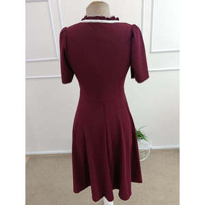Robe midi en crêpe à manches courtes, à lacets et à volants pour femmes, 35719 - Bourgogne - Product Image 6