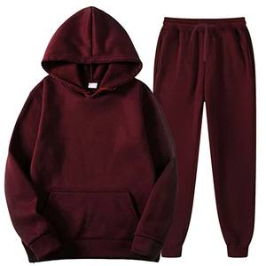 Pull à capuche en molleton d'automne pour femme Sport Survêtements de couleur unie deux pièces - Product Image 2