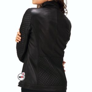 Chaqueta de Motociclista de Cuero de Oveja Genuino para Mujer, Estilo Bomber Corto, Moda Primavera, Chaqueta de Cuero Real para Mujer - Product Image 4