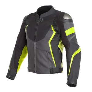 Custom Top Selling Racing CE Protective Grey Yellow Black Motorbike Jacket Genuine Cowhide Leather Motorcycle Jacket For Men - Product Image 1