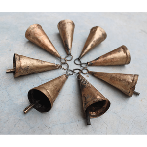 Handmade Vintage Indian Tin <b>Bells</b> Rustic <b>Chime</b> Jingle <b>Bell</b> in Cone Shape for Cow <b>Bells</b> and X Mas Tree Crafts Decoration - Product Image 6