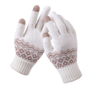 Gants d'hiver à la mode à cinq doigts de marque personnalisée Gants d'hiver extensibles, confortables et unisexes tricotés à la main - Product Image 1