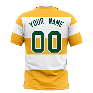 Custom Men's Striped <b>Polo</b> <b>Shirt</b> Short Sleeve Breathable Polyester Team Name Number Print Casual Wear <b>Yellow</b> White Green - Product Image 2
