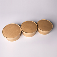 Boîte à emporter jetable en vrac, conteneur alimentaire rond en kraft, bol à soupe avec couvercle, logo personnalisé OEM, vente en gros, boîte biodégradable