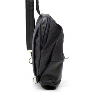 Men Sling Chest Bag Made Of <b>Leather</b> And Canvas Crossbody <b>Travel</b> <b>Document</b> <b>Holder</b> LCSB-0020 - Product Image 6