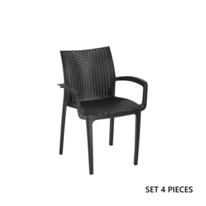 Ensemble de 4 chaises de jardin modernes en polypropylène 58x52x81cm, empilables, pour repas en extérieur, d'Italie - Product Image 1