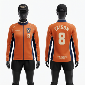 Unisex Rugby Training Jacket 330 GSM Premium Polyester Knit Hooded <b>Fleece</b> Waterproof Quick Dry Orange <b>Grey</b> Shoulder Panel Custom - Product Image 5