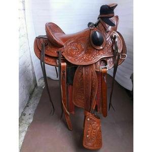 Nouvelle Selle Western en Cuir Premium de Haute Qualité, Sculptée à la Main avec Motifs Floraux, Style Western pour la Course de Barrières et la Randonnée Compétitive - Product Image 1