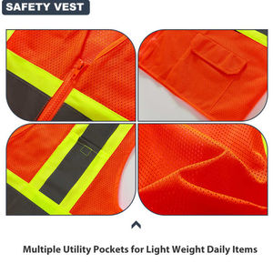 2025 Hi Vis Gilet de Sécurité 100% Polyester Réfléchissant Unisexe Vêtements de Travail Veste Multi-Poches Personnalisable Réfléchissant Vêtements de Travail Gilet - Product Image 2
