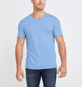 Camiseta directa de fábrica para hombre 100% algodón con cuello en V diseño logotipo personalizado manga corta opción multicolor 180 GSM semiajustada - Product Image 5