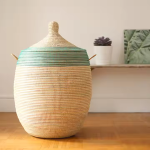 Natural Seagrass Handwoven Natural Seagrass Floor <b>Basket</b> <b>with</b> <b>Lid</b> Storge Seagrass bin for Home Decoration by Viet Fargimex - Product Image 6