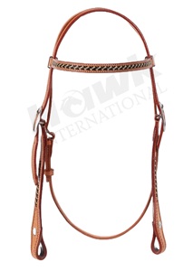 Calidad superior Diseño occidental Cuero Equitación Headstall Buck Stitch Tooling Headcollar Precio competitivo - Product Image 6