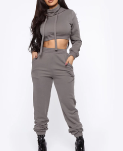 ชุดวอร์ม2ชิ้นสำหรับผู้หญิงชุดวอร์มประดับเพชรกางเกงมีฮู้ด - Product Image 3