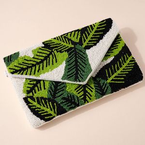 Handmade Seed <b>Beads</b> Leaf Clutch Purse for Formal Party Dresses High Quality Customized Embroidered Clutch Bag with Seed <b>Beads</b> - Product Image 5