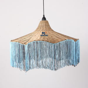 Abat-jour en rotin et bambou de style rustique pour plafonnier, idéal pour la vente en gros - Product Image 1