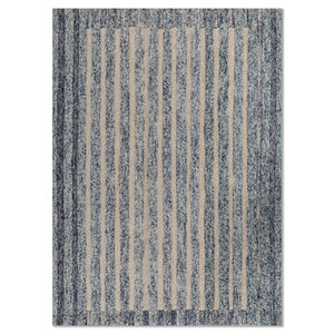 Alfombra de Lana Caliedo a Rayas Azules, Hecha a Mano, Rectangular de 9x12, para Entrada, Sala de Estar, Pasillo, 10 mm de Grosor, Material Viscosa - Product Image 1