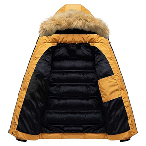 Mens Winter Coats Thicken Puffer <b>Jacket</b> Warm Winter Parka <b>Padded</b> Outwear with <b>Hood</b> Water-Resistant Nylon Washed Technique - Product Image 3