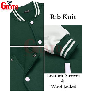Chaqueta Universitaria Formal Hecha a Mano para Hombre y Mujer, Cuello Alto, Mangas de Cuero, Color Personalizado, Logotipo, Alta Calidad, OEM - Product Image 5
