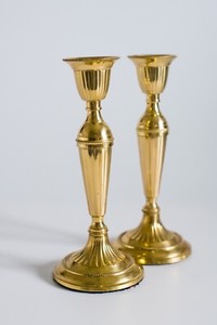 Brass candle holder Vintage Elegant <b>Large</b> Tall Pair Brass <b>Candlesticks</b> Round Base, Vintage Gold Tapered Candle Holders - Product Image 2
