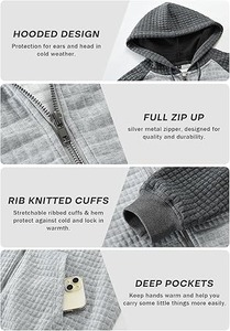 Basics coton mélangé hommes sweat à capuche Zipup lourd Double fermeture éclair sweats à capuche haute qualité recadrée pleine fermeture éclair à capuche - Product Image 6