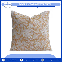 Produits les plus vendus Housse de coussin en coton fabriquée avec soin Housse de coussin avec passepoil en coton imprimé bloc à main Housse d'oreiller