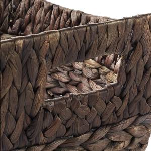 Ensemble de 3 paniers de rangement multi-usages en jacinthe d'eau foncée, écologiques, de haute qualité, tressés rustiques avec poignées, pour chambre et salon - Product Image 2