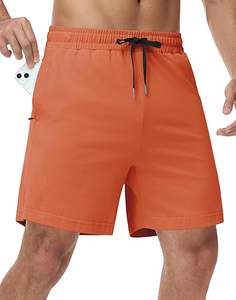 Pantalones Cortos Deportivos Personalizables para Hombre, 100% Algodón, Estilo Urbano, Hasta la Rodilla, Bermudas con Cordón, Diseño Sólido, Tela de Estambre - Product Image 6