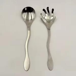 Stainless Steel Salad <b>Spoon</b> Pasta Fork Salad Fork <b>Spoon</b> <b>Serving</b> <b>Spoon</b> Salad Server - Product Image 3