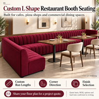 Canapé d'angle modulable en velours rouge, design simple, pour restaurant, café, pizzeria, style luxe léger