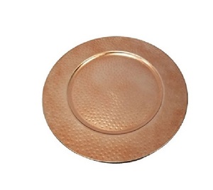 Plaque de chargeur personnalisée de luxe en cuivre et métal plat rond de créateur martelé pour usage domestique - Product Image 1