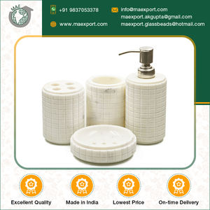 Ensemble de quatre pièces d'accessoires de salle de bain en marbre comprenant un distributeur de porte-brosse à dents porte-savon et un gobelet disponible en vrac - Product Image 2