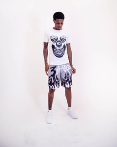 Custom <b>Flame</b> Print Two Piece Set Men Graphic T <b>Shirt</b> And Shorts Streetwear Outfit Bold Fire Design Summer Clothing - Product Image 2